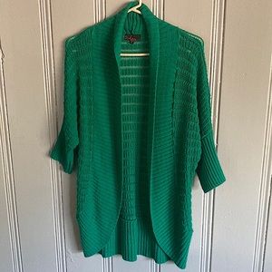 2XHP Brand NWOT Stunning Emerald Green Knit Long Duster Style Sweater OS